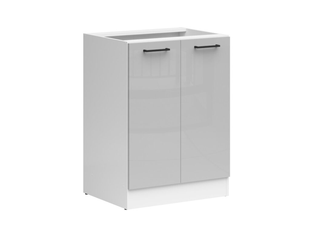 Kitchen Corner Set Cabinets Units Gloss Grey Modern Freestanding 8 Cupboards Complete DIY Fitted Kitchen - Junona