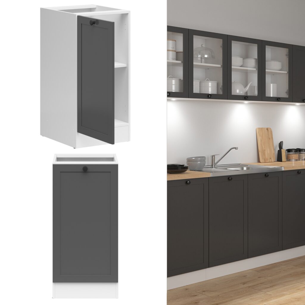 Kitchen Corner Set Cabinets Units Grey Shaker Modern Freestanding 11 Cupboards Complete DIY Fitted Kitchen - Junona