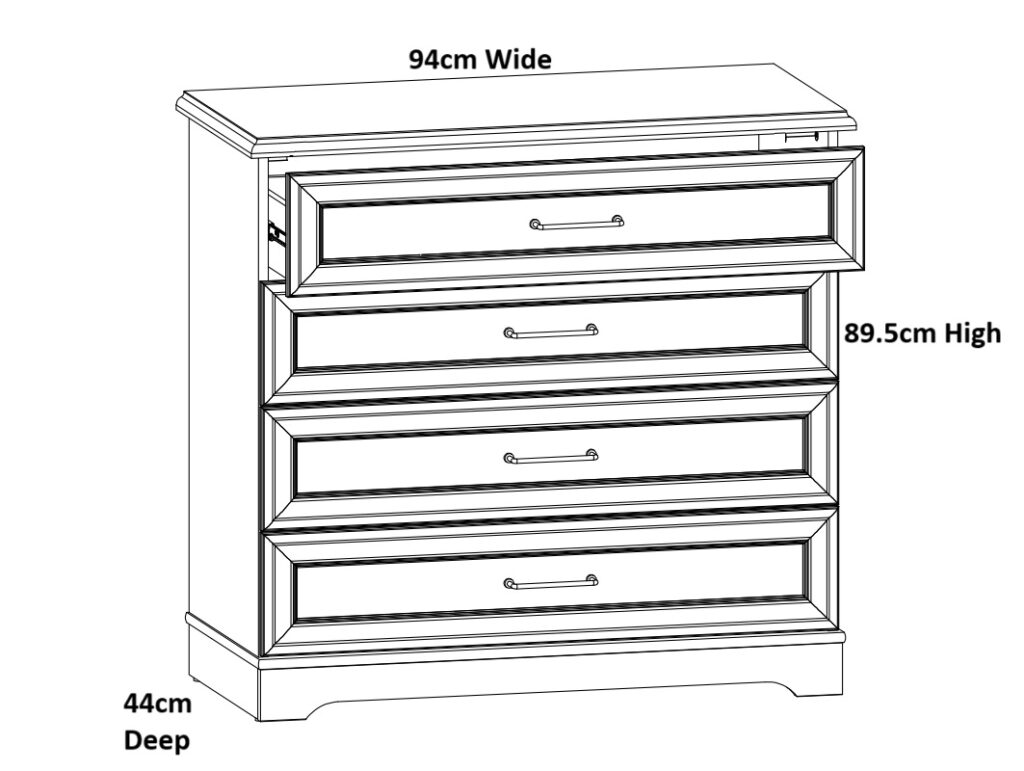 Chest of Drawers Bedroom Unit Storage Drawer Cabinet 4 Drawer Shaker Style Cashmere Beige and Mauvelle Oak - Anga