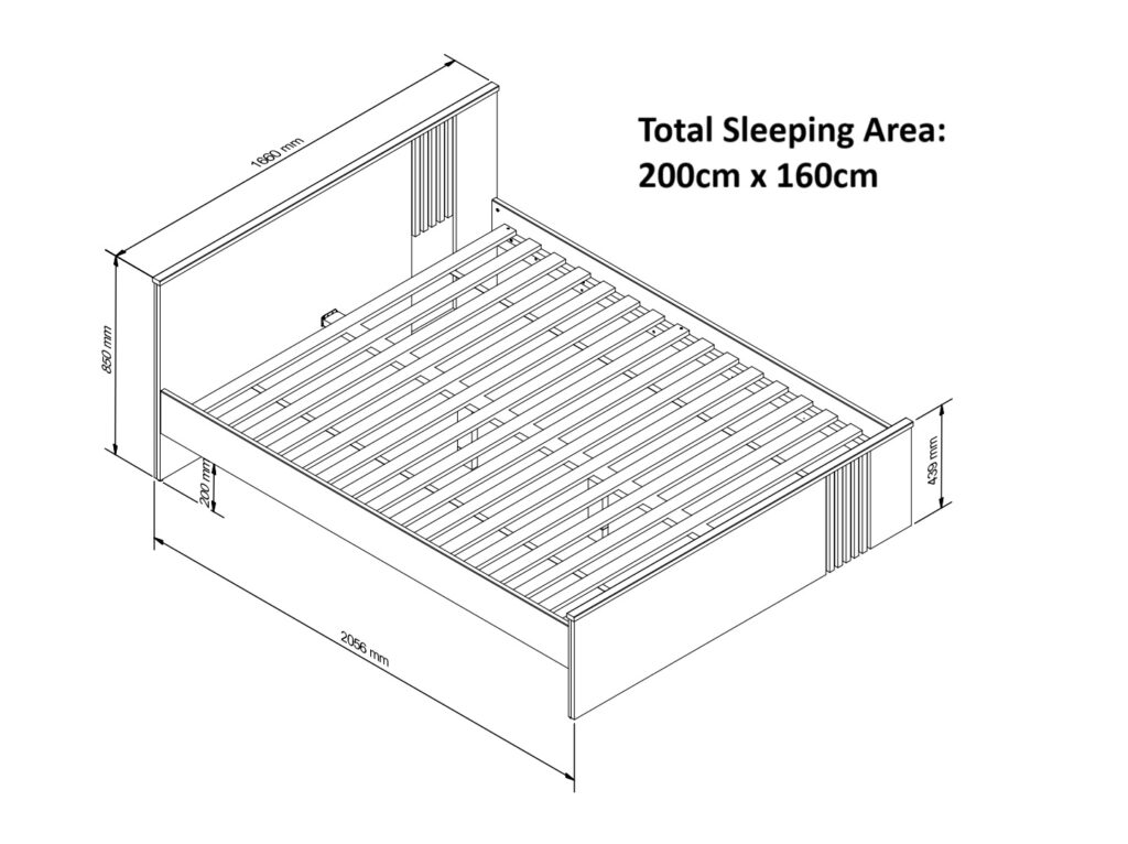King Size Bed with Storage Euro 160cm King Underbed Wheeled Drawer Wood Slats Black and Oak with Panelling – Vabres