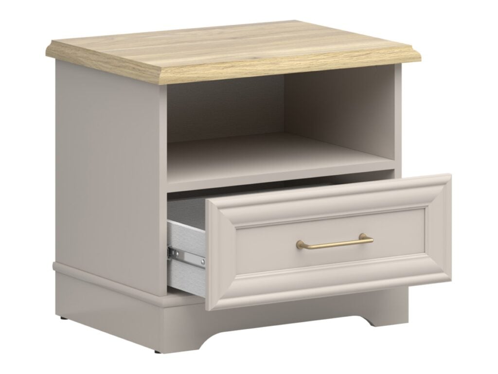 King Size Ottoman Bed with Bedside Tables Storage Cabinets Bedroom Furniture Set Euro 160cm Beige and Oak - Anga