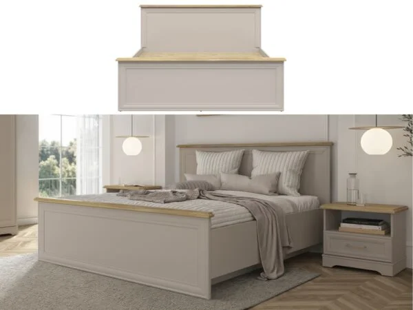 Euro King Size 160cm Bedframe Cashmere beige mauvelle oak effect Anga COLLAGE