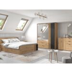 Bedroom Room 2 Shot bedroom furniture set oak and black matt slat panelling Vabres