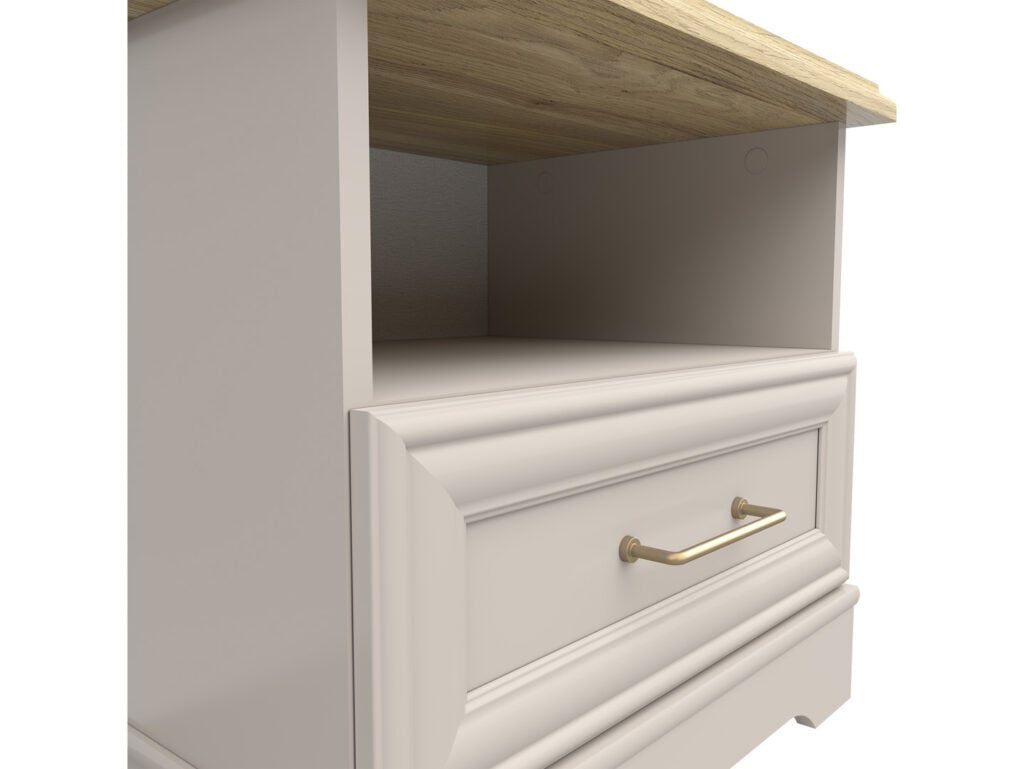 King Size Ottoman Bed with Bedside Tables Storage Cabinets Bedroom Furniture Set Euro 160cm Beige and Oak - Anga