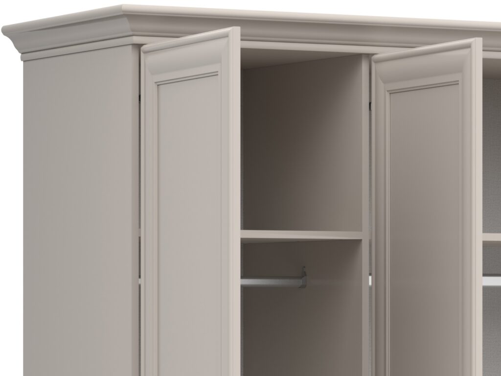 Large Wardrobe 4 Door Storage Cabinet Quadruple Wardrobe Shelves Hanging Rails Shaker Style Cashmere Beige - Anga