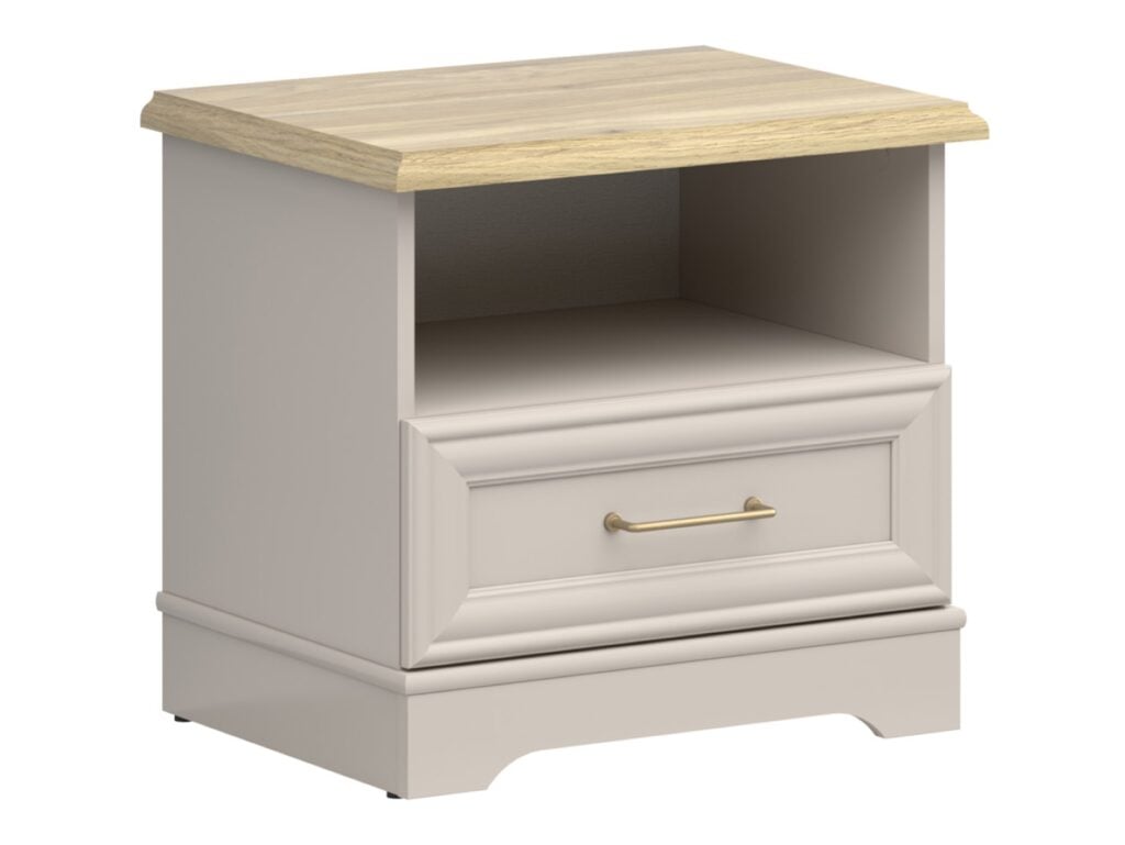 King Size Ottoman Bed with Bedside Tables Storage Cabinets Bedroom Furniture Set Euro 160cm Beige and Oak - Anga