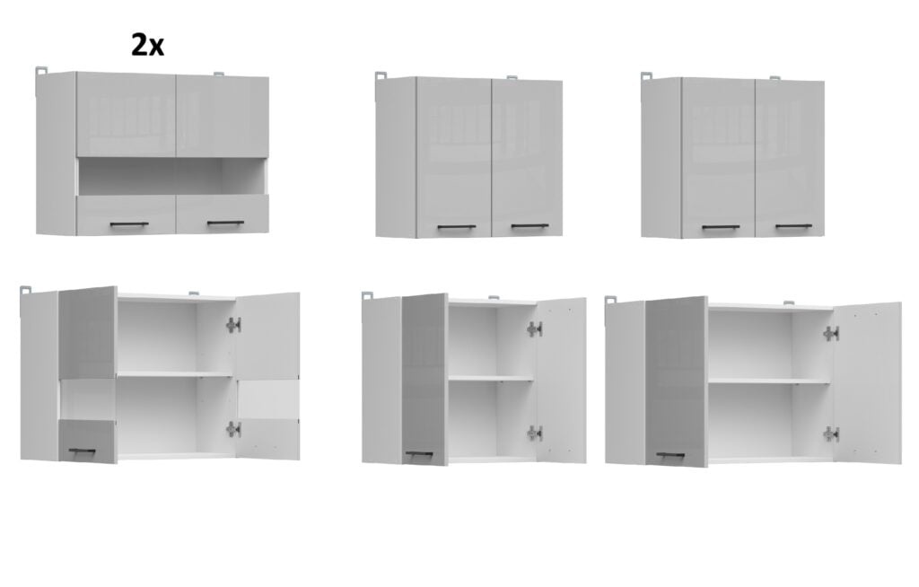 Kitchen Corner Set Cabinets Units Grey Gloss Modern Freestanding 11 Cupboards Complete DIY Fitted Kitchen - Junona