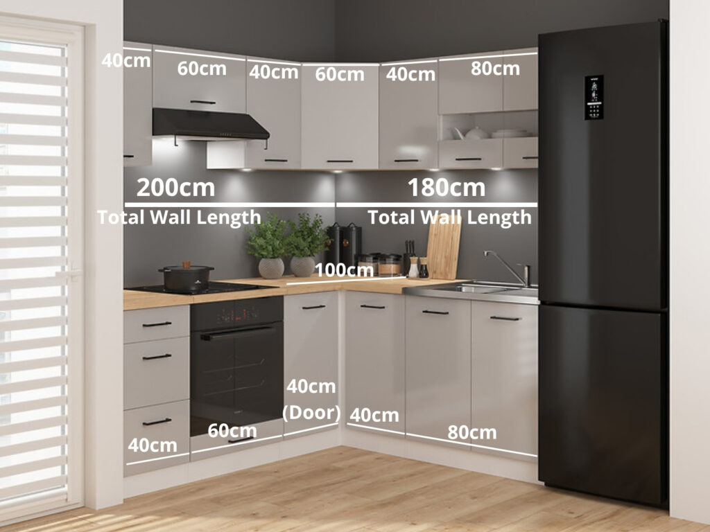 Kitchen Corner Set 11 Cabinets Units Grey Gloss Modern Freestanding Cupboards Complete DIY Fitted Kitchen - Junona