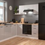 corner kitchen cabinet set L shaped kitchenette Gloss GREY Junona Nar 4 Right