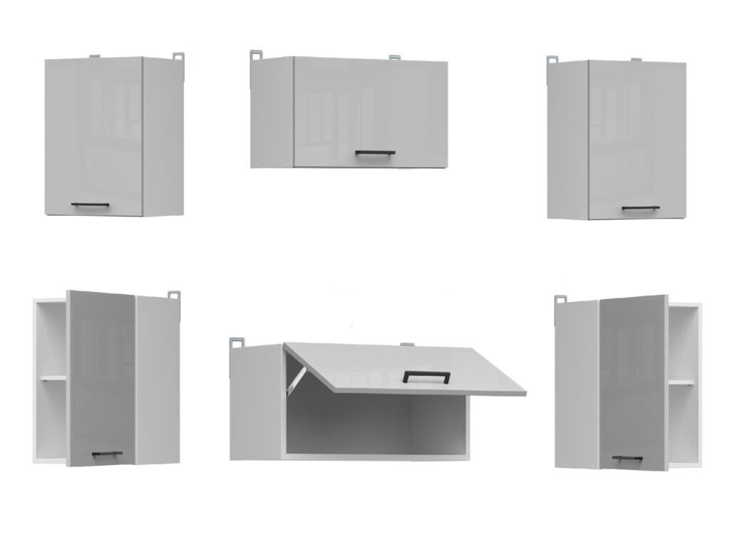 Kitchen Corner Set 9 Cabinets Units Grey Gloss Modern Freestanding Cupboards Complete DIY Fitted Kitchen - Junona