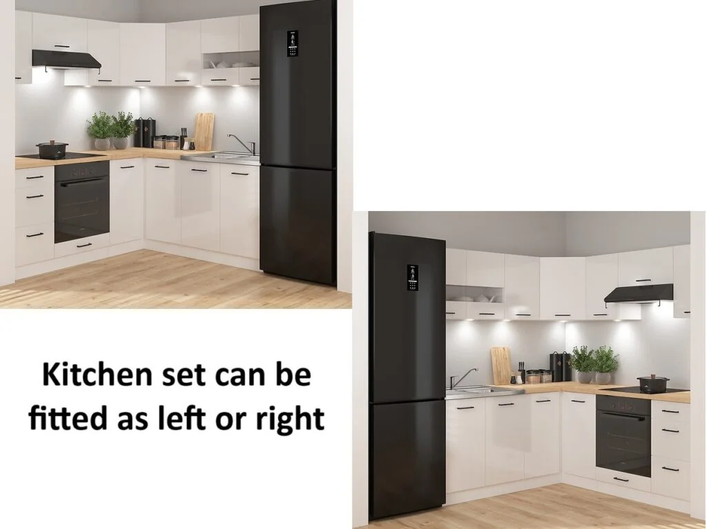 Kitchen Corner Set 11 Cabinets Units White Gloss Modern Freestanding Cupboards Complete DIY Fitted Kitchen - Junona