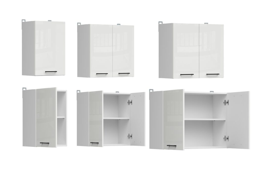 Kitchen Corner Set Cabinets Units Gloss White Modern Freestanding 8 Cupboards Complete DIY Fitted Kitchen - Junona