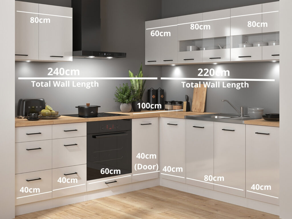 Kitchen Corner Set Cabinets Units White Gloss Modern Freestanding 11 Cupboards Complete DIY Fitted Kitchen - Junona