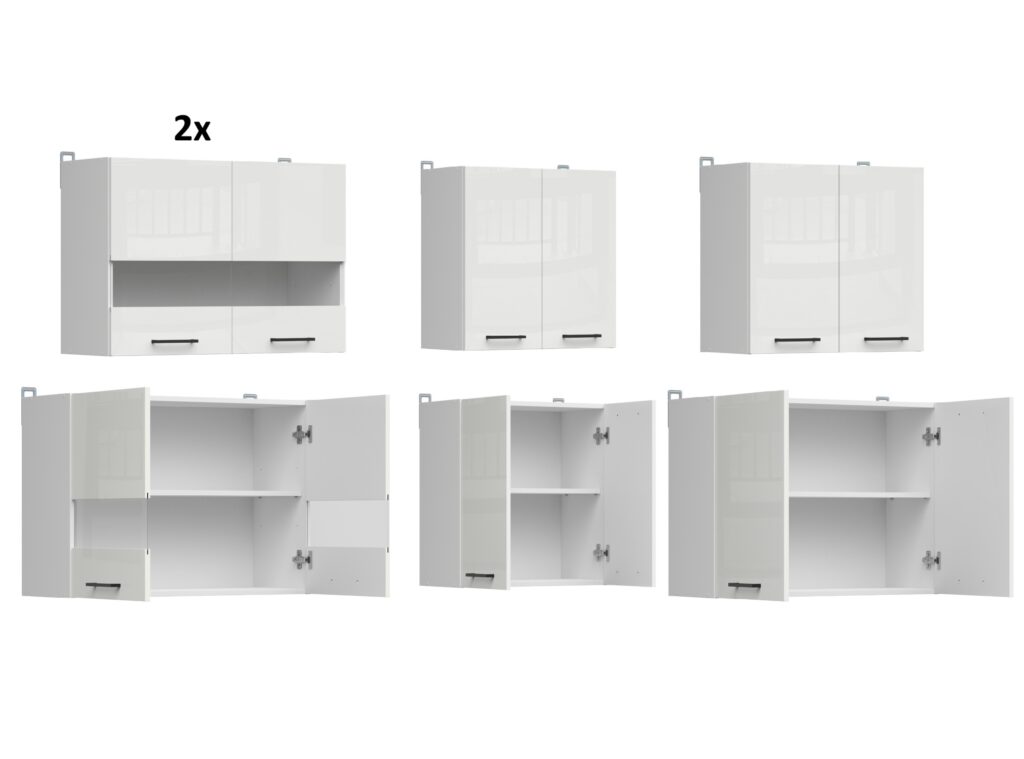 Kitchen Corner Set Cabinets Units White Gloss Modern Freestanding 11 Cupboards Complete DIY Fitted Kitchen - Junona