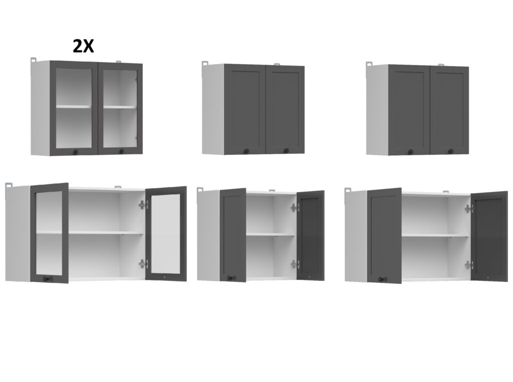 Kitchen Corner Set Cabinets Units Grey Shaker Modern Freestanding 11 Cupboards Complete DIY Fitted Kitchen - Junona