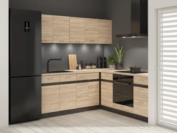 corner kitchen cabinet set L shaped kitchenette SONOMA Junona Nar 1 LEFT