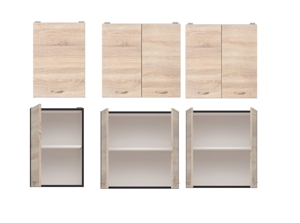 Fitted Kitchen Set Right Corner Cabinets Oak and Dark Wood Effect Freestanding 8 Cupboard Unit Complete DIY Junona