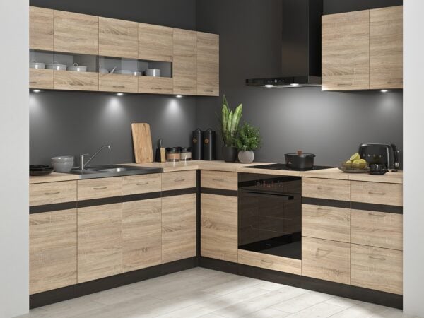 corner kitchen cabinet set L shaped kitchenette SONOMA Junona Nar 2 LEFT