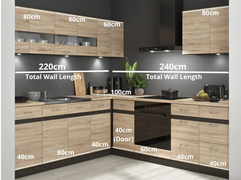 Fitted Kitchen Left Corner Set Wood Effect Cabinets Oak Wenge Effect Freestanding 11 Cupboard Complete DIY Junona
