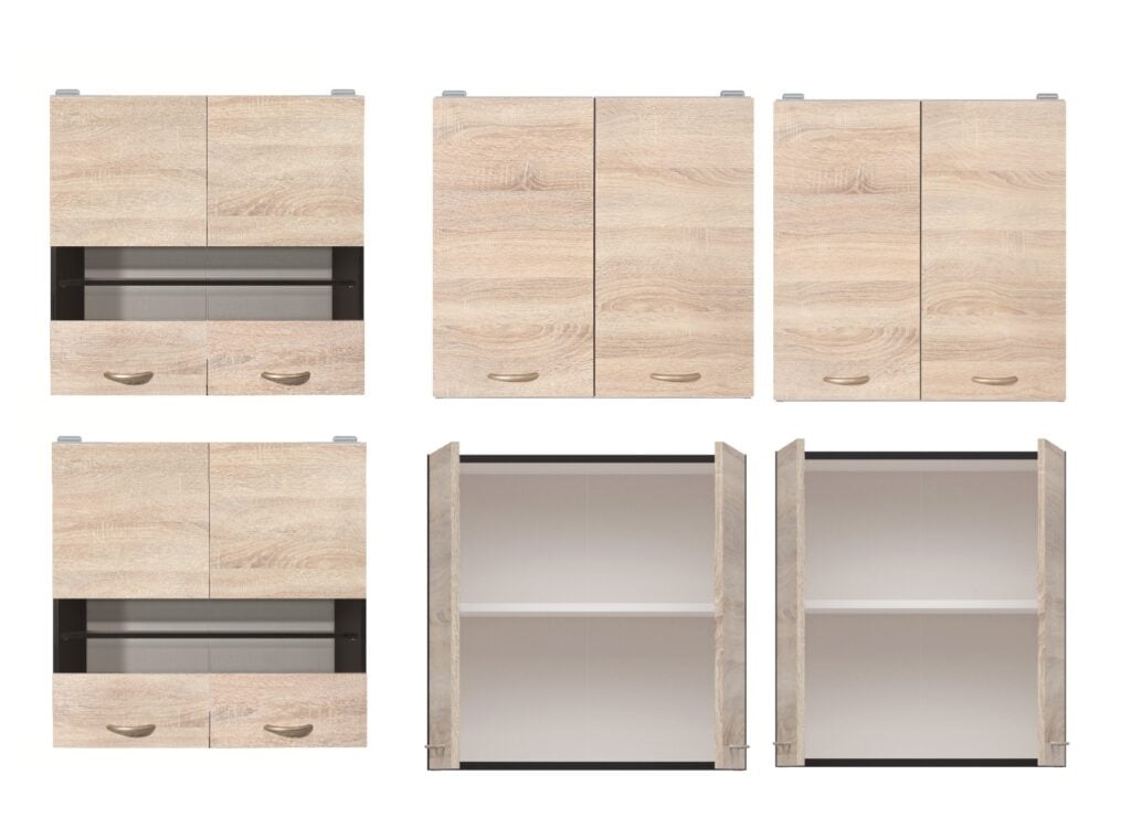 Fitted Kitchen Left Corner Set Wood Effect Cabinets Oak Wenge Effect Freestanding 11 Cupboard Complete DIY Junona