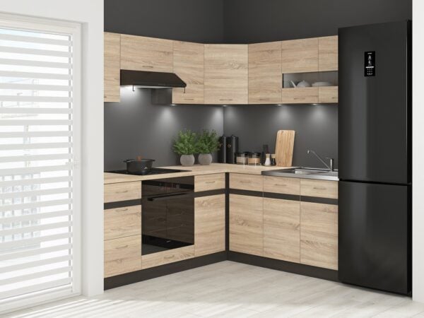 corner kitchen cabinet set L shaped kitchenette SONOMA Junona Nar 3 RIGHT