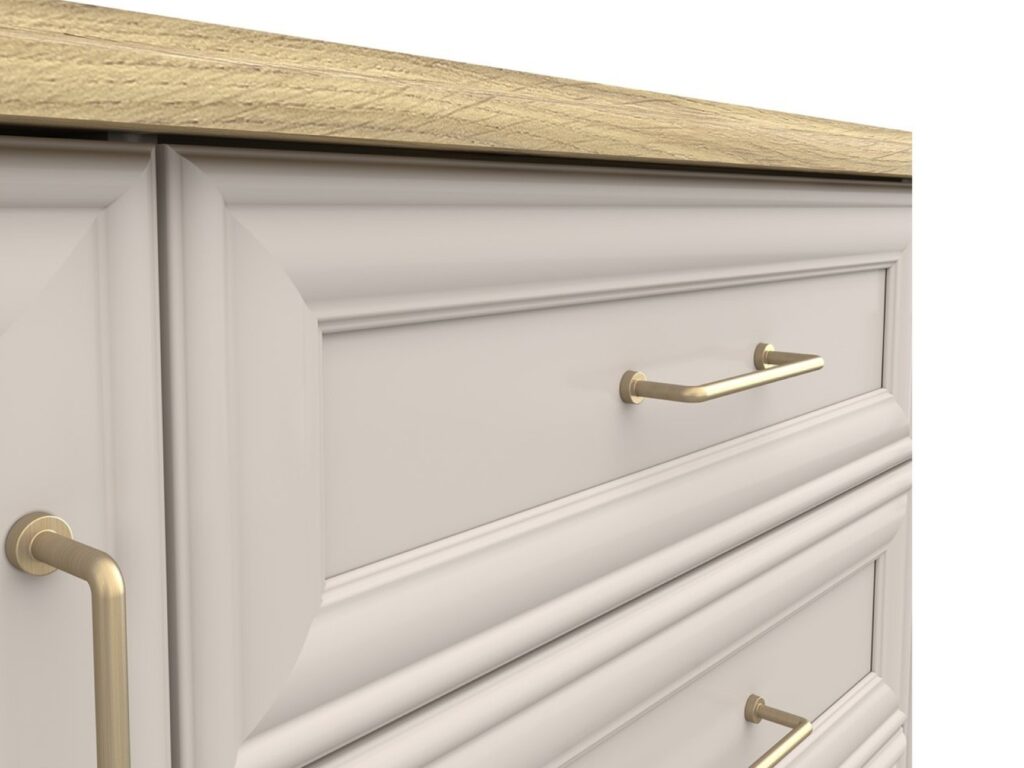 Chest of Drawers Bedroom Unit Storage Drawer Cabinet 4 Drawer Shaker Style Cashmere Beige and Mauvelle Oak - Anga