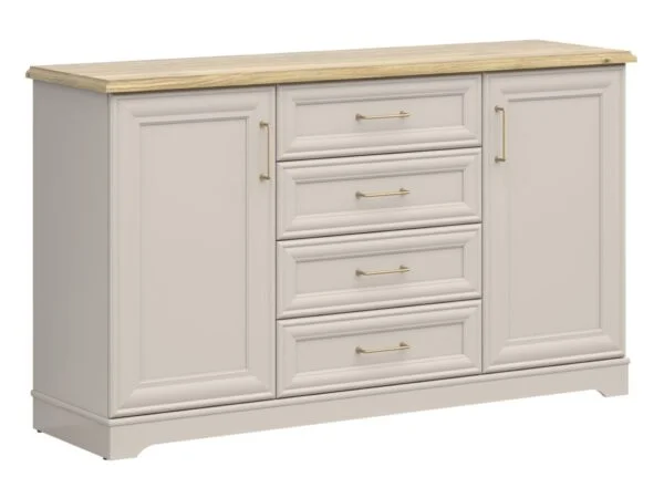 Wide Sideboard chest of drawers Cashmere beige mauvelle oak effect Anga SIDE