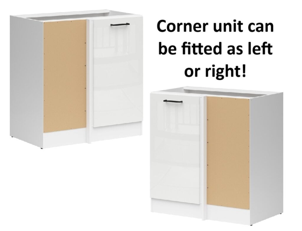 Kitchen Corner Set 11 Cabinets Units White Gloss Modern Freestanding Cupboards Complete DIY Fitted Kitchen - Junona