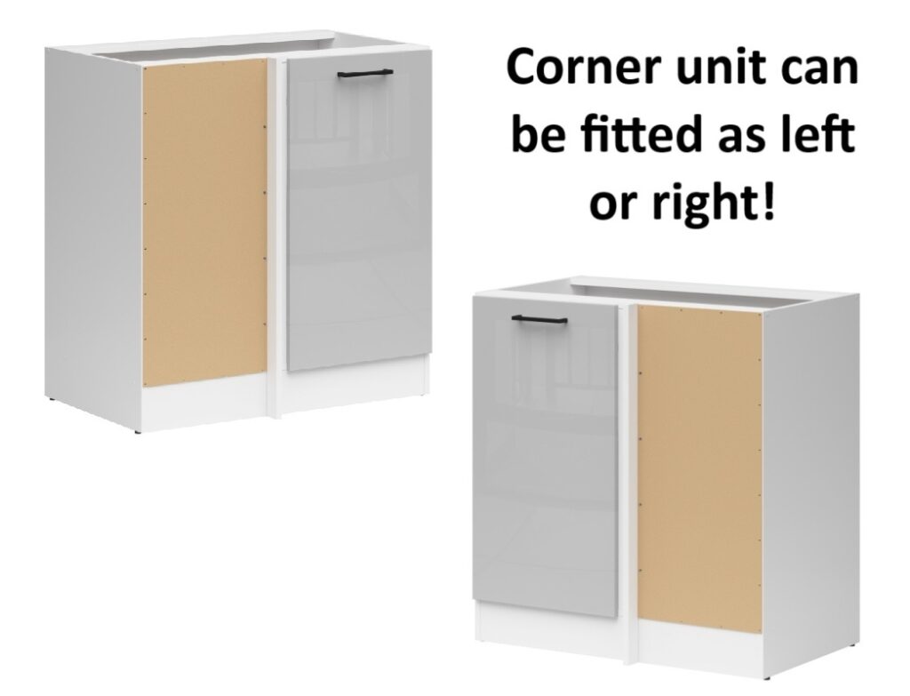 Kitchen Corner Set 11 Cabinets Units Grey Gloss Modern Freestanding Cupboards Complete DIY Fitted Kitchen - Junona