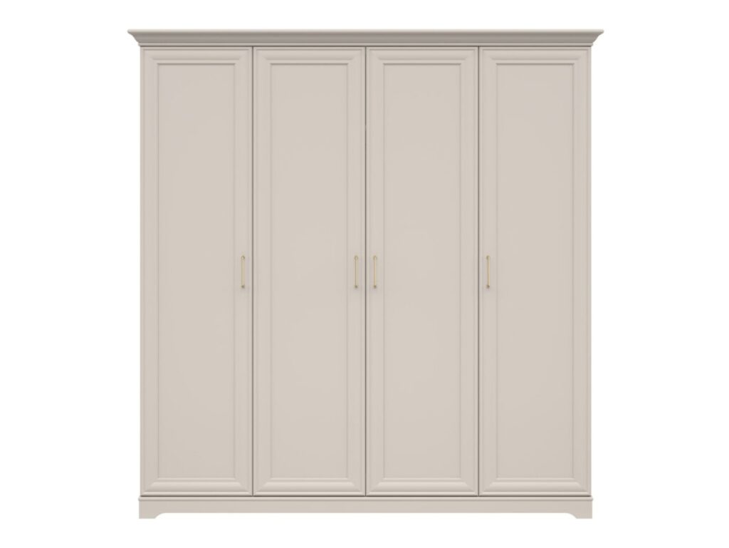 Large Wardrobe 4 Door Storage Cabinet Quadruple Wardrobe Shelves Hanging Rails Shaker Style Cashmere Beige - Anga
