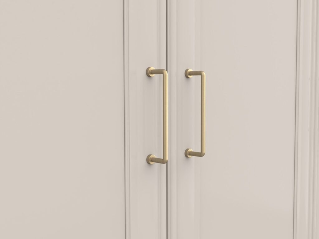 Large Wardrobe 4 Door Storage Cabinet Quadruple Wardrobe Shelves Hanging Rails Shaker Style Cashmere Beige - Anga