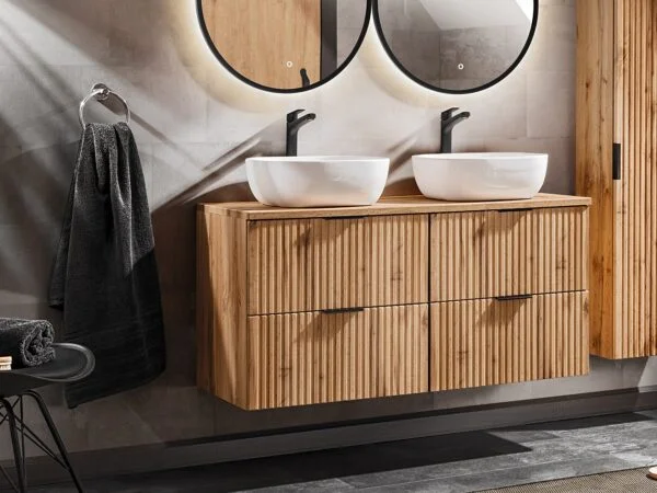 1 double vanity unit bathroom 1200mm cabinet oak adel WEB