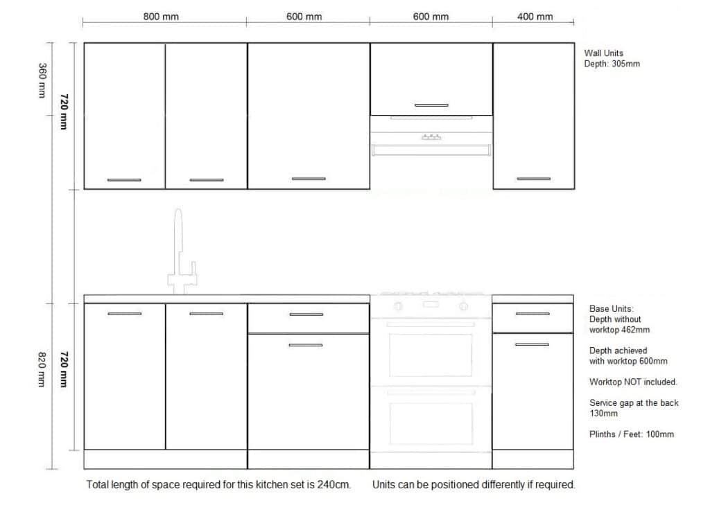 Kitchen Cabinets Set Dark Grey Cupboards 7 Unit Fully Fitted Kitchen Package - Anika