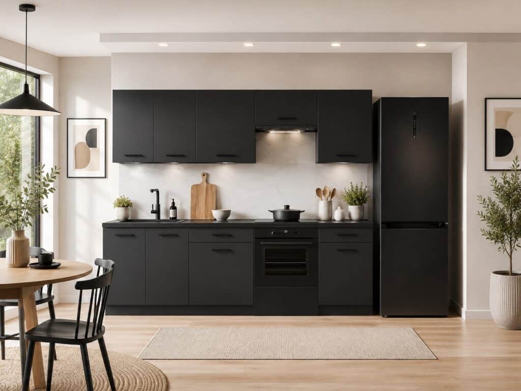 Kitchen Cabinets Set Dark Grey Cupboards 7 Unit Fully Fitted Kitchen Package - Anika
