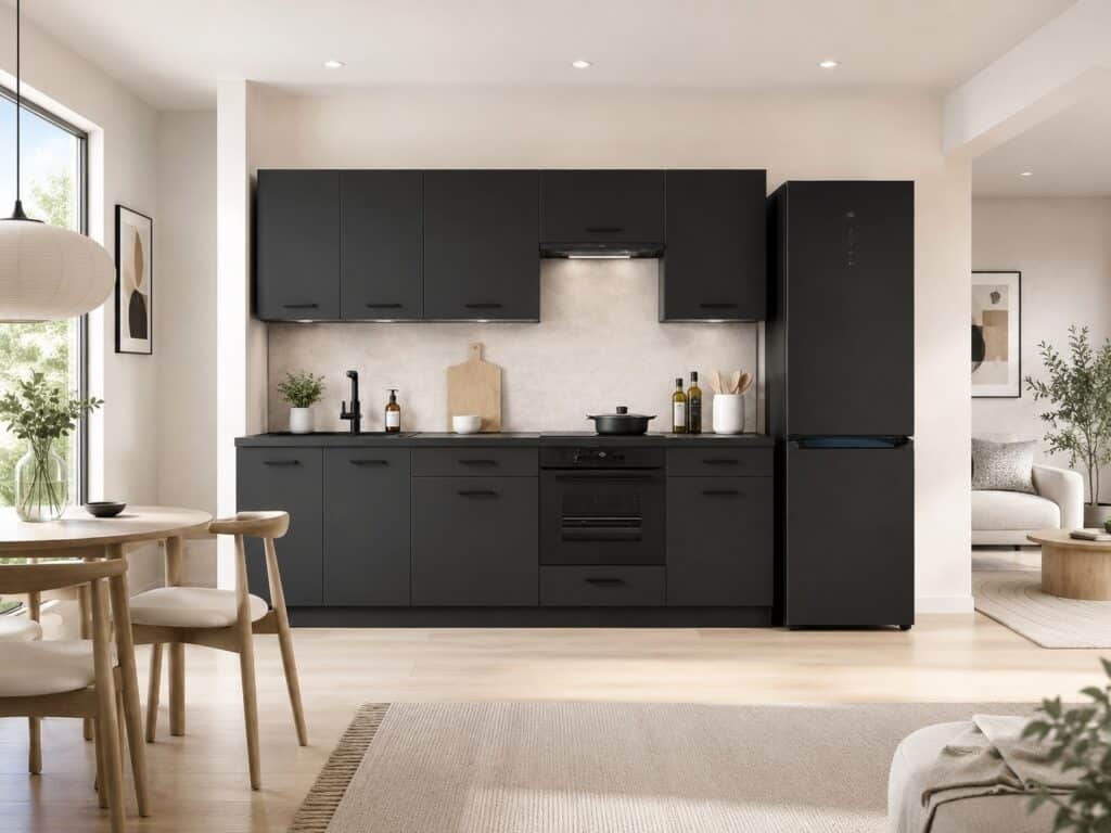 Grey Kitchen Cabinets Graphite Cupboards 8 Unit Package with Oven Housing 240cm - Anika