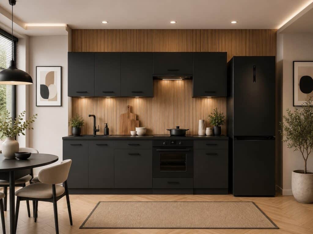 Grey Kitchen Cabinets Graphite Cupboards 8 Unit Package with Oven Housing 240cm - Anika