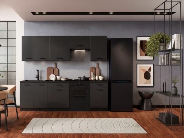 Kitchenette Kitchen Cabinets Graphite Dark Grey Cupboards 7 Unit Fully Fitted Kitchen Package 240cm - Anika