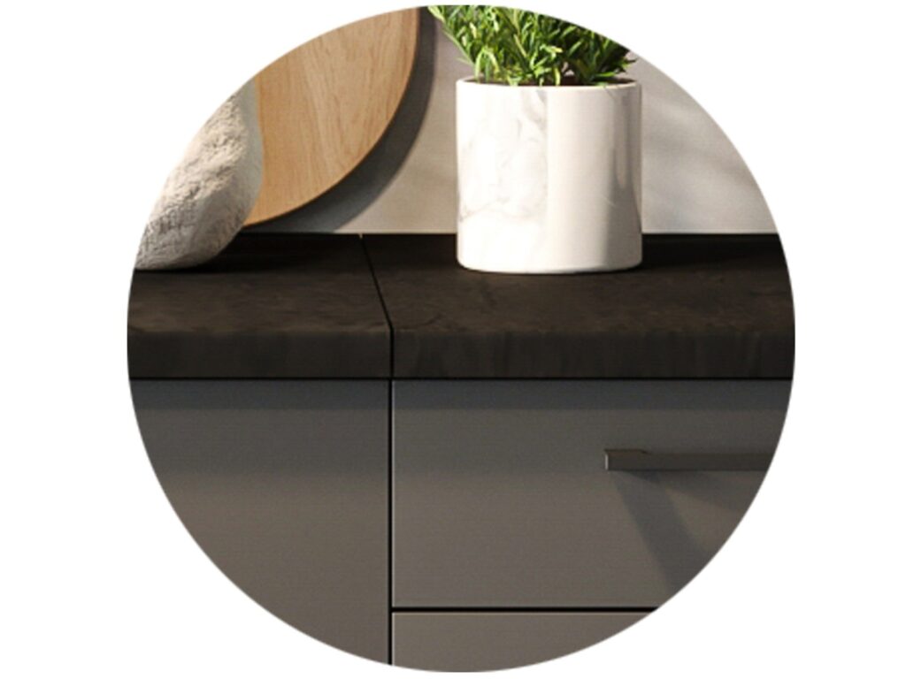 Kitchenette Kitchen Cabinets Graphite Dark Grey Cupboards 8 Unit Fully Fitted Kitchen Package 240cm - Anika