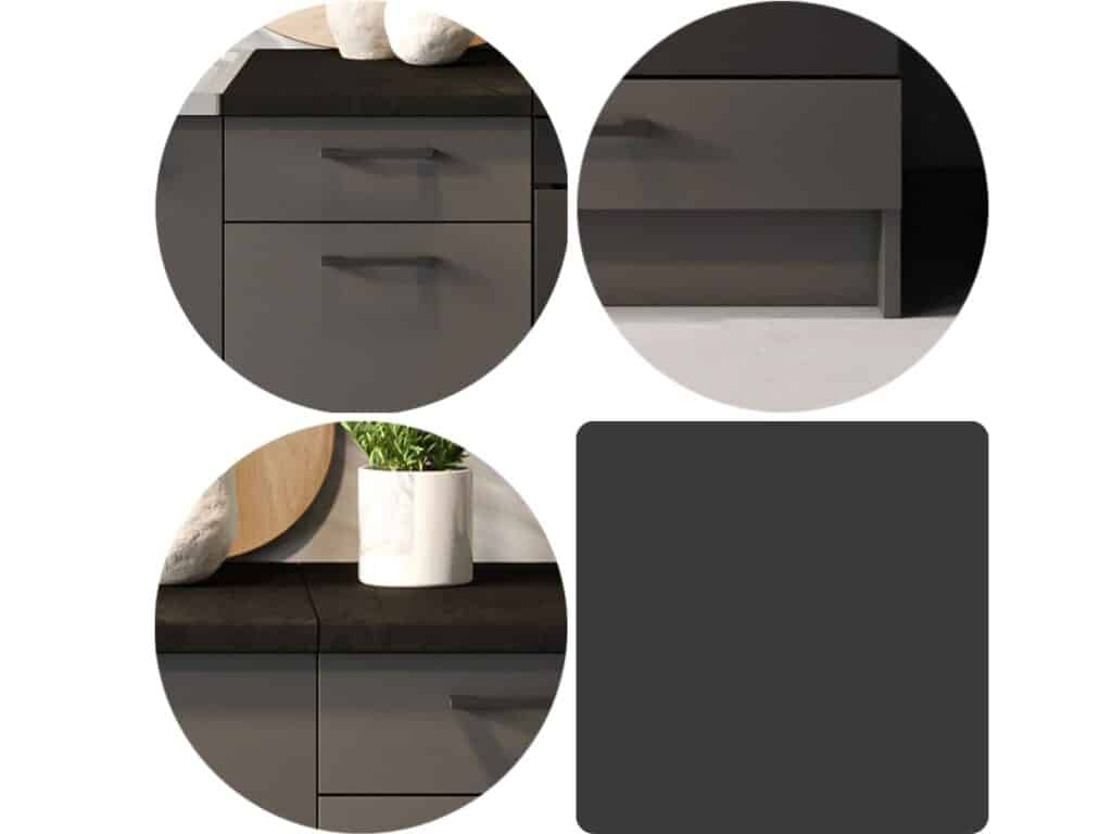 Grey Kitchen Cabinets Graphite Cupboards 8 Unit Package with Oven Housing 240cm - Anika