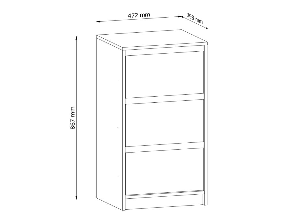 Slim Bedroom Drawers Storage Chest of Drawers Handleless Narrow Furniture Unit White Washed Oak Effect - Mana