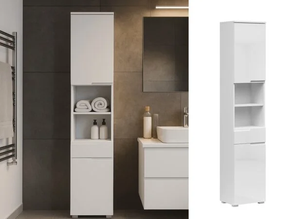 tall narrow bathroom storage cabinet slim narrow white gloss unit
