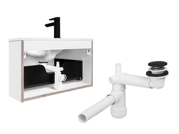 1 Black Sink Waste Kit Bathroom Trap Basin Space Saver Slimline Pop Up Click Clack PRELOC 1