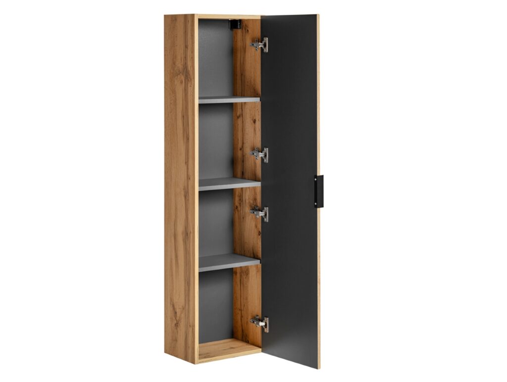 Oak Bathroom Furniture Set Wall Hung Vanity 600mm Countertop Sink Tall Storage Unit Fluted Oak Effect - Adel