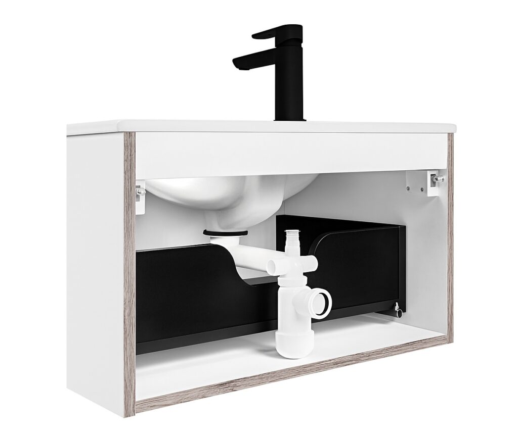 Black Sink Waste Kit Bathroom Basin Trap Space Saving Slimline Pop Up Click Clack Telescopic Syphon - Preloc