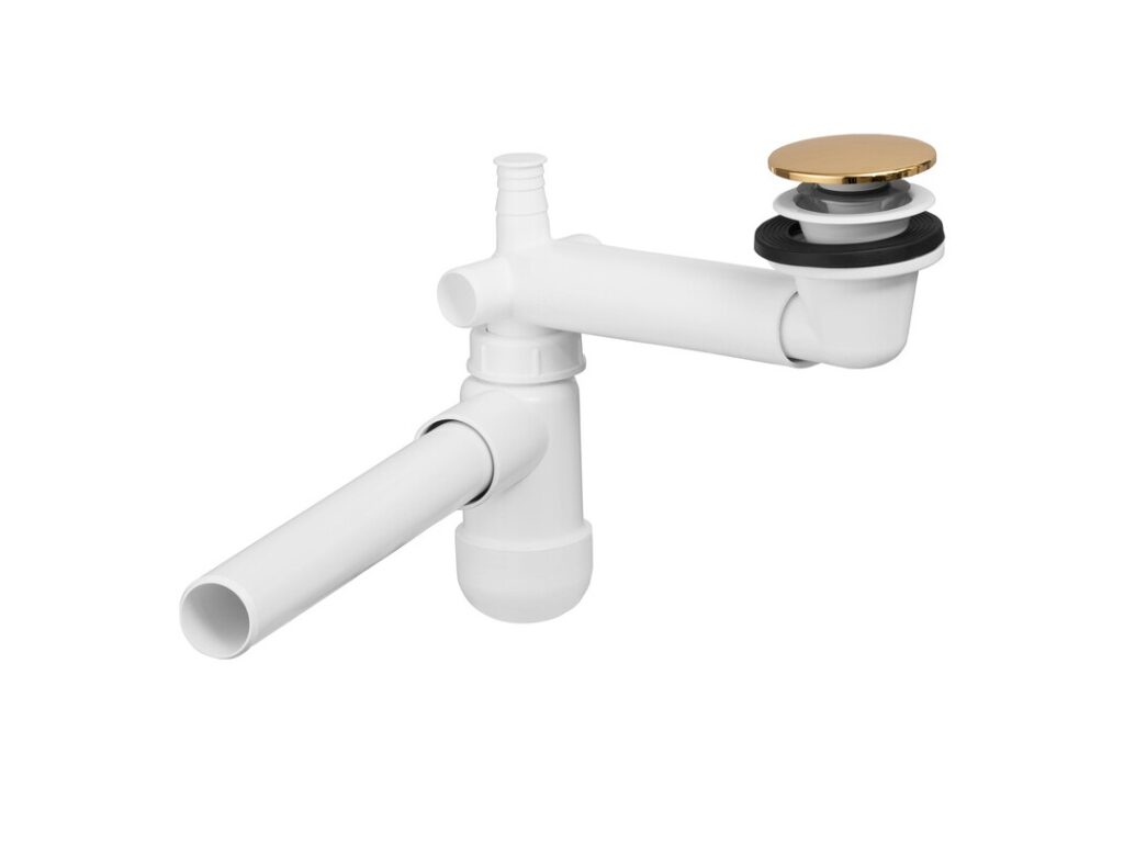 Gold Sink Waste Kit Space Saving Bathroom Slimline Basin Trap Pop Up Click Clack Telescopic Syphon - Preloc