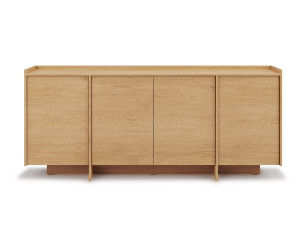 Extra Large Sideboard for Living Room 200cm Cabinet Storage Unit 4 Door Washed Light Oak Handleless - Japandi