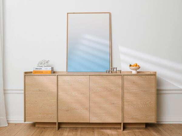 extra large sideboard 200cm wide storage cabinet unit white washed oak modern japandi