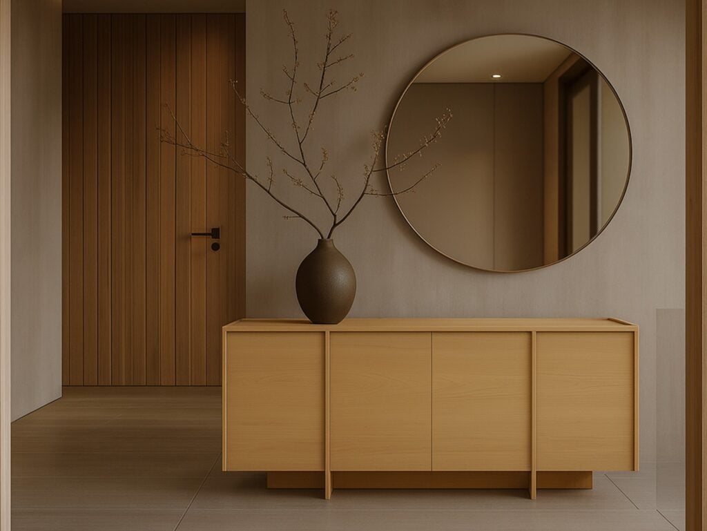 Extra Large Sideboard for Living Room 200cm Cabinet Storage Unit 4 Door Washed Light Oak Handleless - Japandi