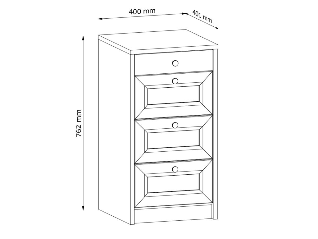 Narrow Chest of Drawers White Bedroom Storage Small Cabinet Slim Compact 40cm Shaker Unit Gold Handles - Rel