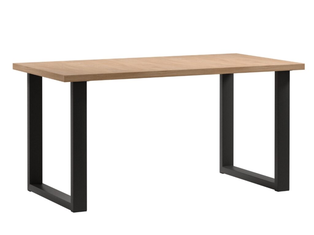 Industrial Dining Table 4 6 Seater Minimalist Compact Small Kitchen Table Black Metal Legs Slim Oak Top - Loft